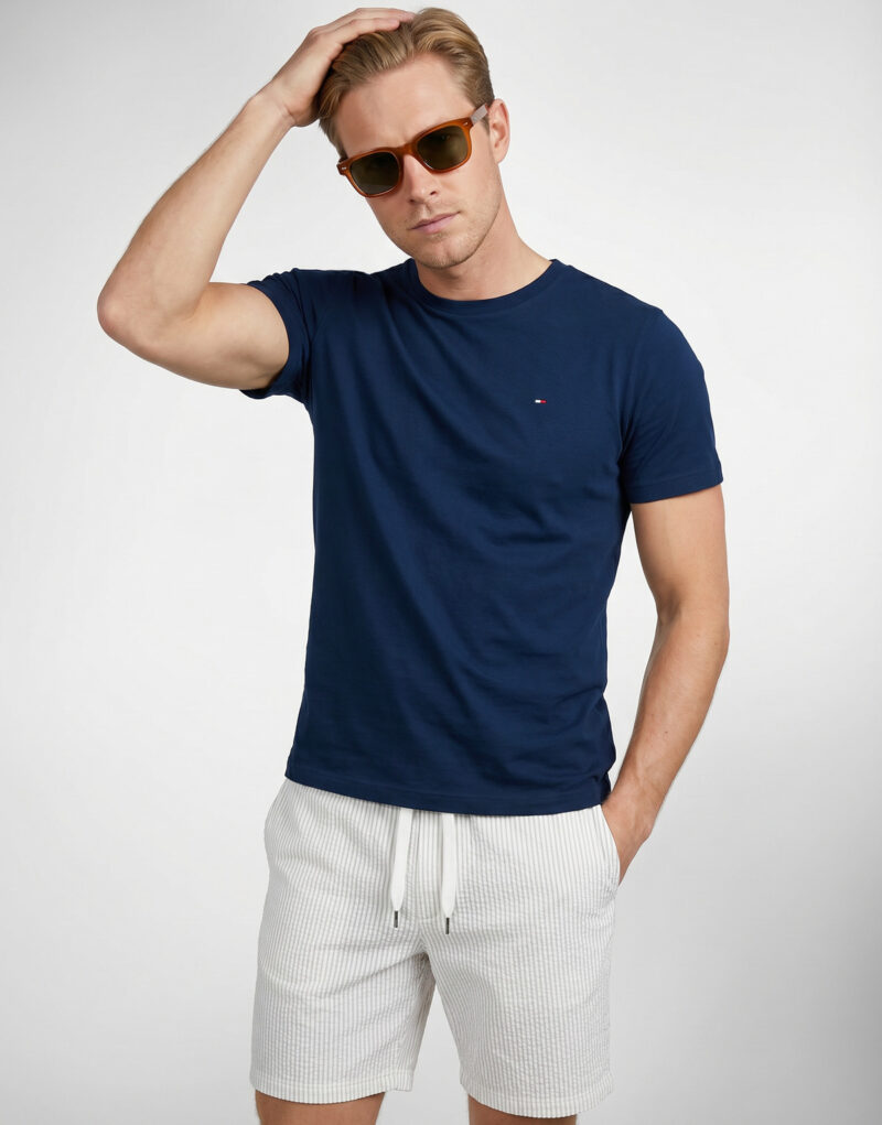 Tommy Hilfiger T-shirt ESS SEASONAL REG FIT SOLID TEE Marine - Men's short-sleeved T-shirt - 5