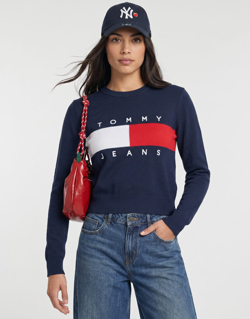 Maglione Tommy Jeans TJW FLAG CREW NECK SwEATER Marine Maglioni Donna - 2