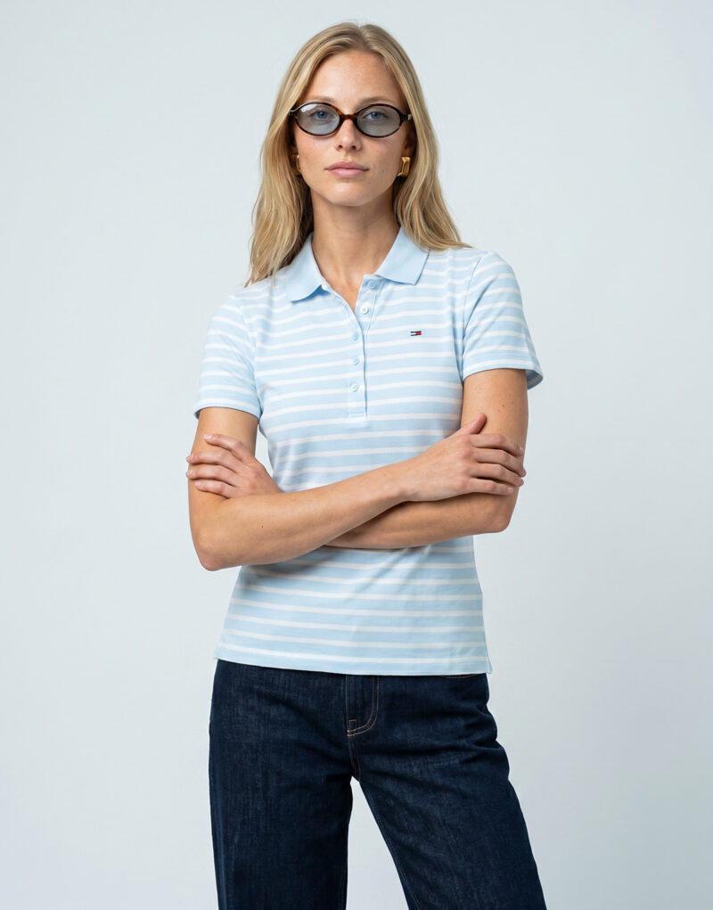 Polo Tommy Jeans TJW SLIM ESSENTIAL SS POLO Bleu Femme - 2