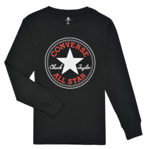T-shirts manches longues gar&ccedil;on Converse CHUCK PATCH LONG SLEEVE TEE Noir Converse