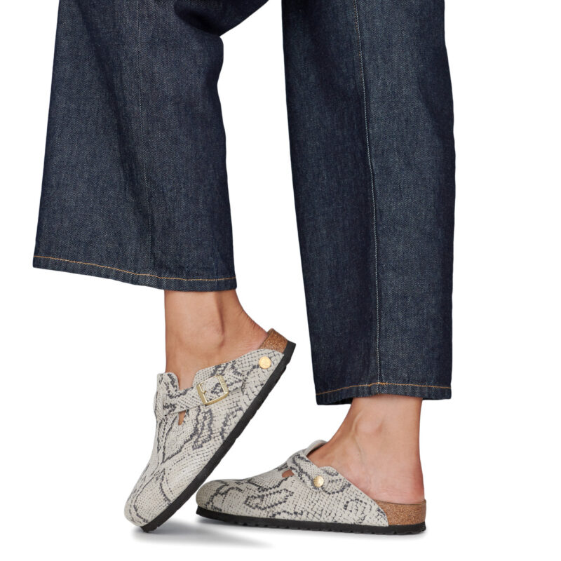 BIRKENSTOCK Boston Suede / Print / Snake / Stretto Grigio Zoccoli Donna - 8