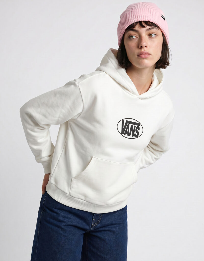 Felpe con cappuccio Vans OVAL LOGO RELAXED PULLOVER Bianco Felpe con cappuccio Donna - 2