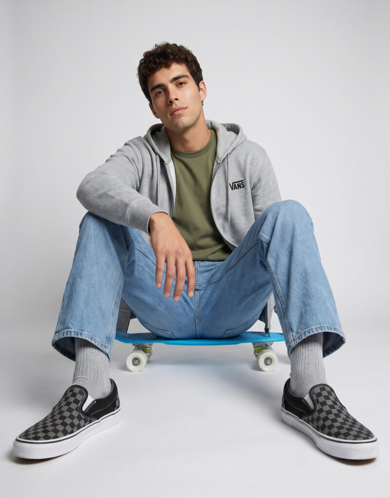 Vans STRETCH LOGO CREW Grigio Felpe con cappuccio Uomo - 5