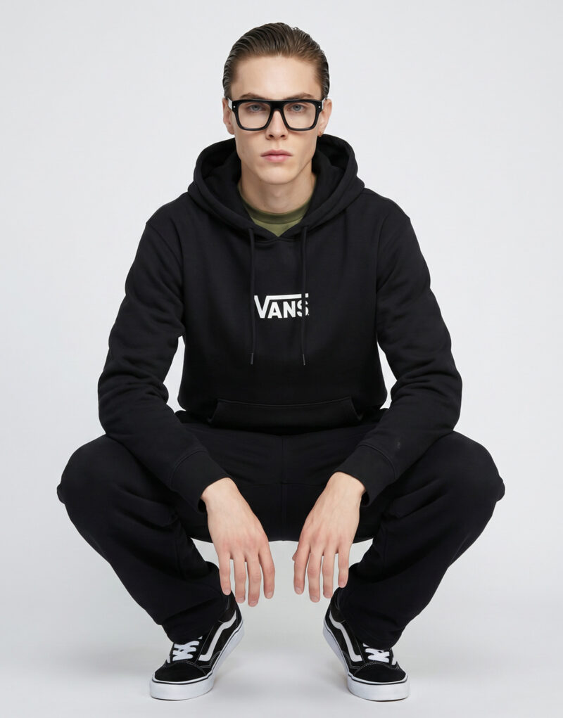 Vans STRETCH LOGO PULLOVER Nero Felpa con cappuccio Uomo - 5