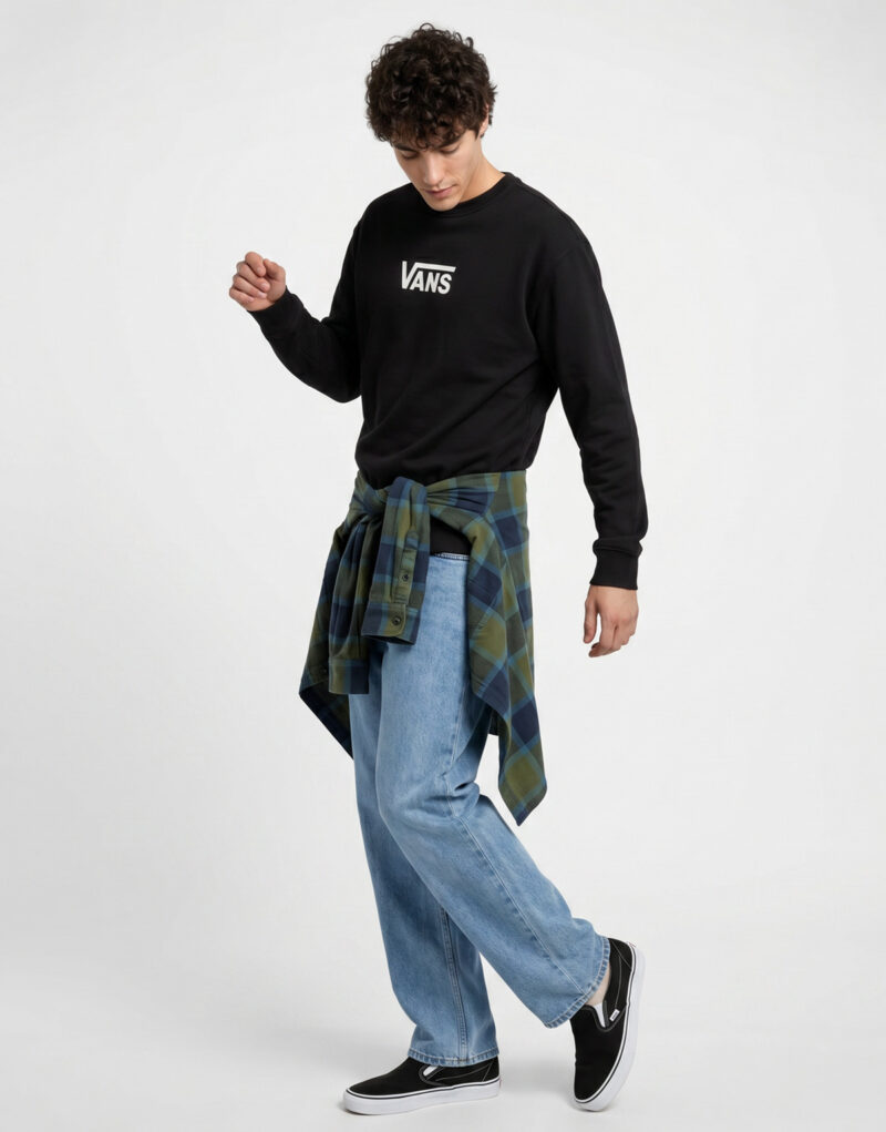 Vans STRETCH LOGO CREW Nero Felpa Uomo - 3