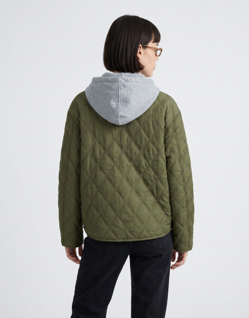 Giubbotto Guess QUILTED NYLON HOODIE Kaki Giubbotti Donna - 4