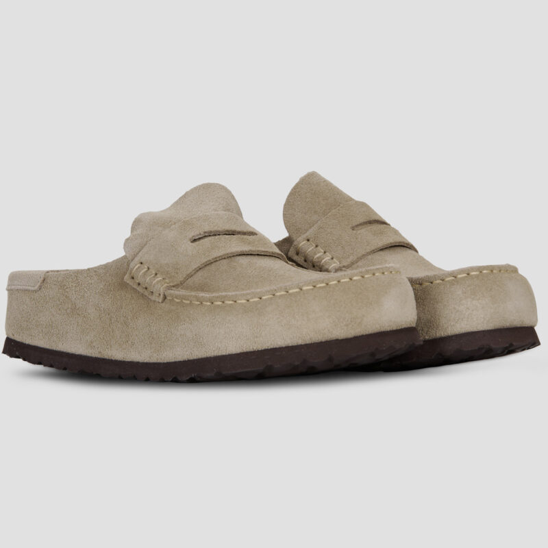 BIRKENSTOCK Naples Wrapped Suede / Taupe / Regular Beige Zoccoli Donna - 2