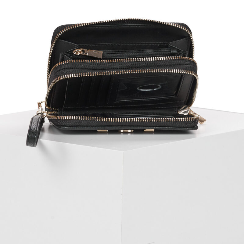 Guess LINDSEY SLG MED DOUBLE ZIP Nero Portamonete Donna - 3