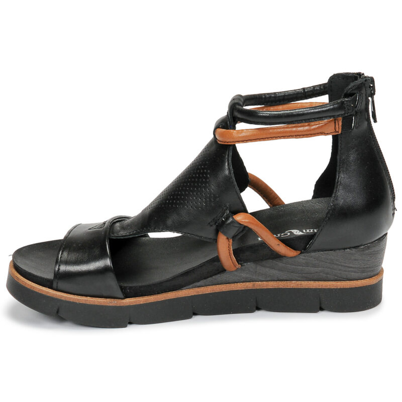 Dream in Green LIRABIEN Schwarze Keilsandalen Damen - 4