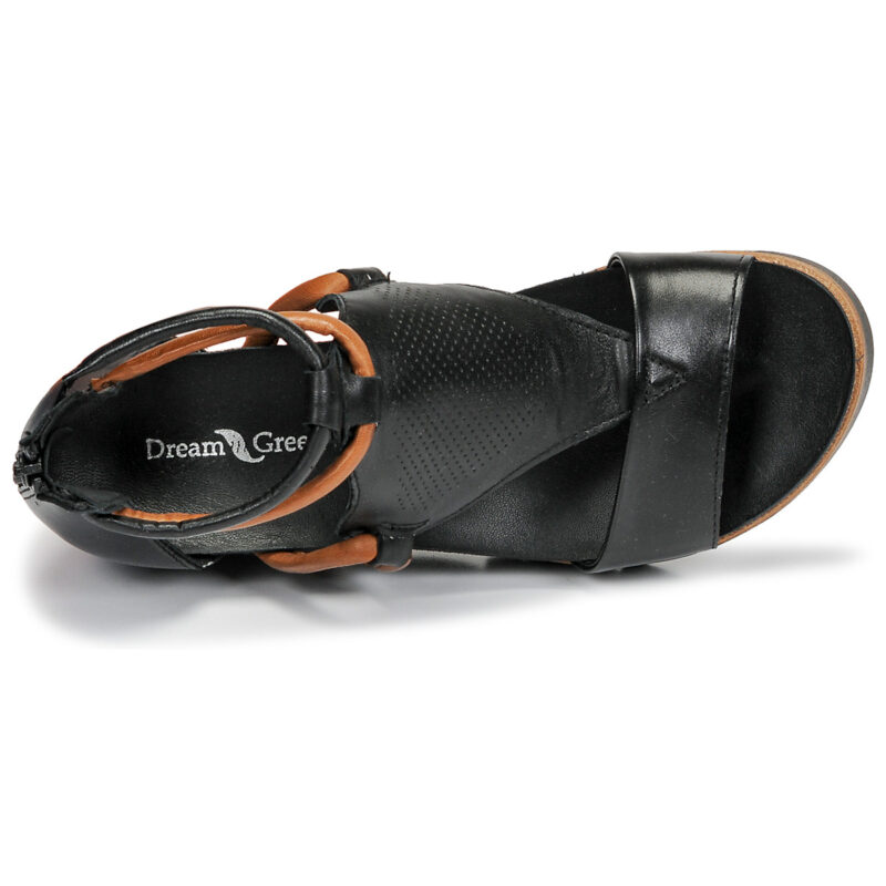 Dream in Green LIRABIEN Schwarze Keilsandalen Damen - 6