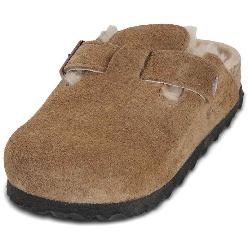 Birkenstock Boston Shearling Suede / Shearling / Nero / Tea / Stretto Marrone Clogs Zoccoli Uomo - 3