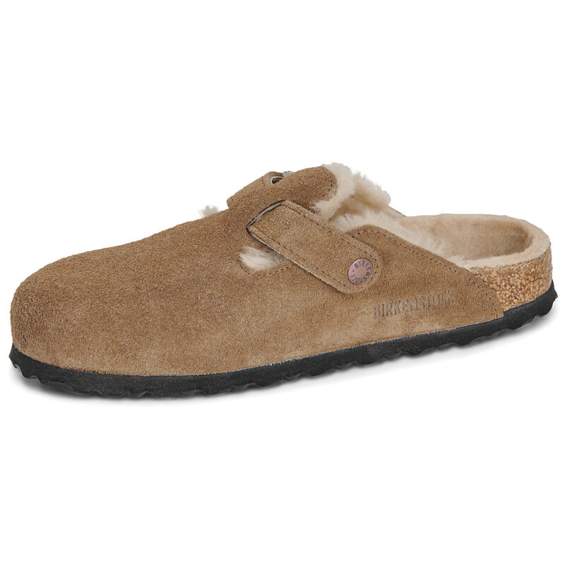 Birkenstock Boston Shearling Suede / Shearling / Nero / Tea / Stretto Marrone Clogs Zoccoli Uomo - 4