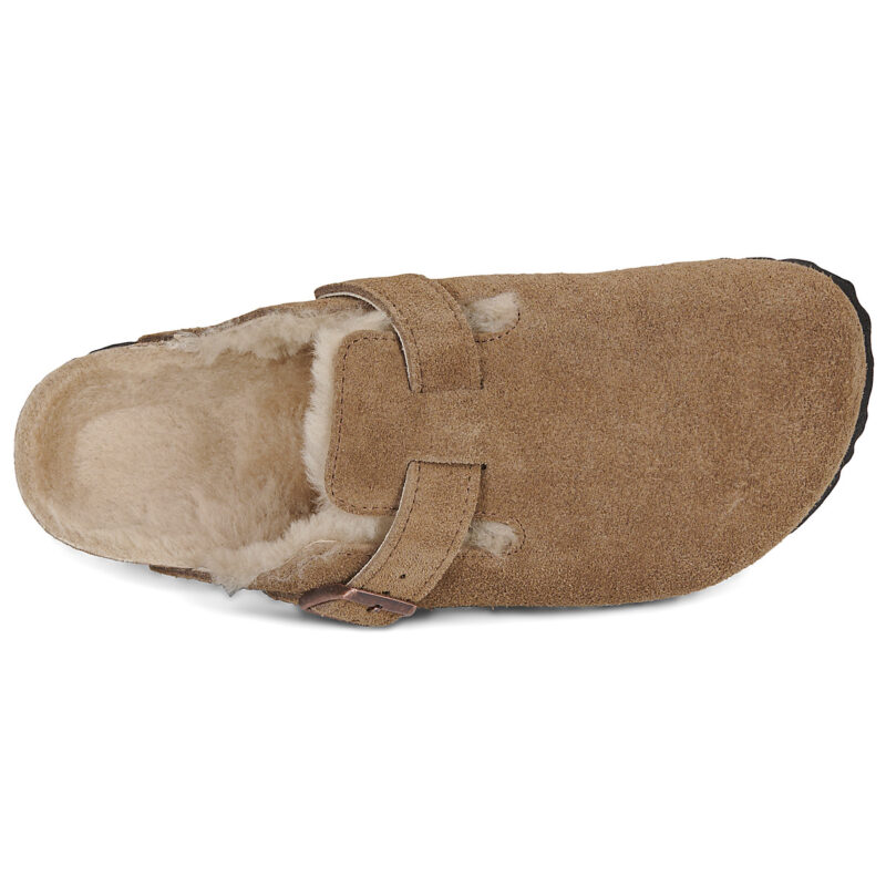 Birkenstock Boston Shearling Suede / Shearling / Nero / Tea / Stretto Marrone Clogs Zoccoli Uomo - 6