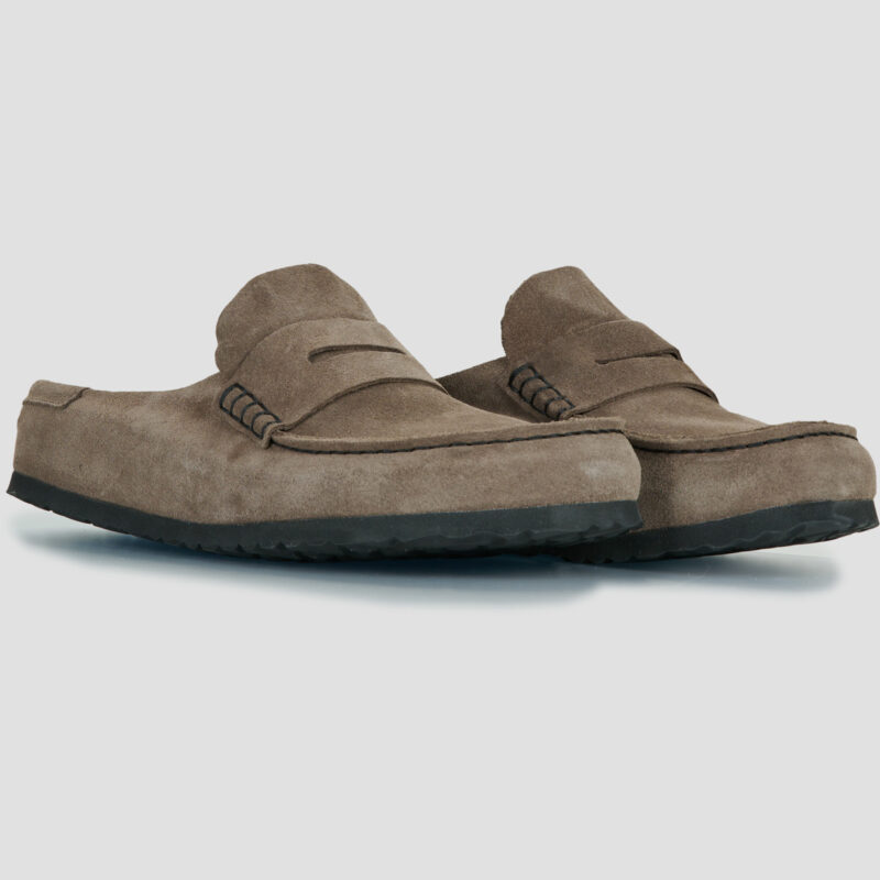 BIRKENSTOCK Naples Suede / Grigio / Stretto Marrone Zoccoli Uomo - 2