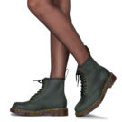 Dr. Martens 1460 GREEN CRAZY HORSE Verde Stivaletti Donna - 8