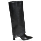 Karl Lagerfeld DEBUTANTE Fold Down Hi Leg Boot Nero Stivali con tacco Donna - 2