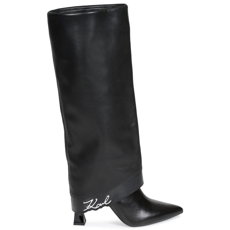Karl Lagerfeld DEBUTANTE Fold Down Hi Leg Boot Nero Stivali con tacco Donna - 2