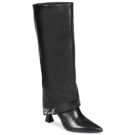Karl Lagerfeld DEBUTANTE Fold Down Hi Leg Boot Nero Stivali con tacco Donna - 1