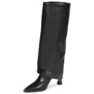 Karl Lagerfeld DEBUTANTE Fold Down Hi Leg Boot Nero Stivali con tacco Donna - 4