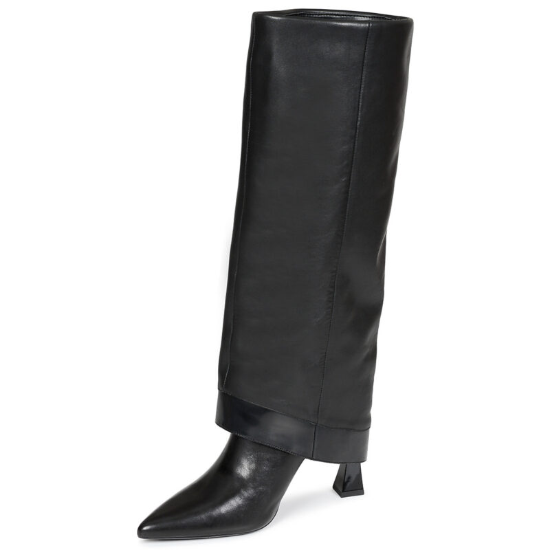 Karl Lagerfeld DEBUTANTE Fold Down Hi Leg Boot Nero Stivali con tacco Donna - 4