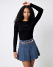 T-shirts a maniche lunghe Guess STAR EMBRO LS CN RIB TOP Nero T-shirts a maniche lunghe Donna - 2
