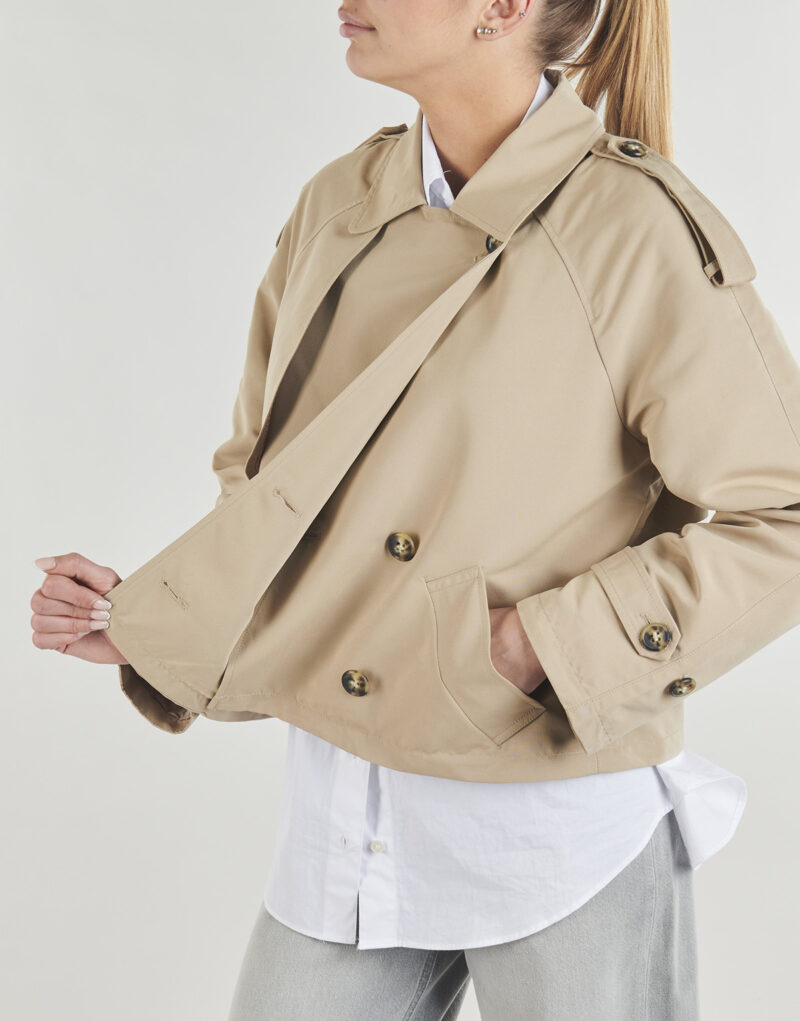 Trench Vero Moda VMCHLOE SHORT TRENCHCOAT Beige Trench Donna - 5