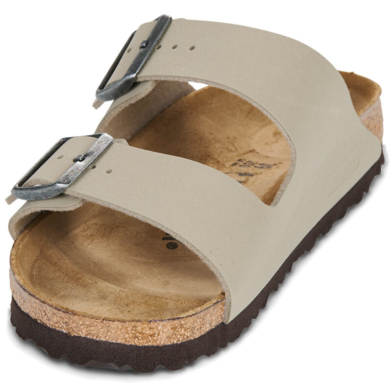 BIRKENSTOCK Arizona Birko-flor / Khaki / Black / Brown / Narrow Beige Women's Clog - 3