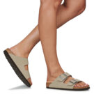 BIRKENSTOCK Arizona Birko-flor / Khaki / Black / Brown / Narrow Beige Women's Clog - 8