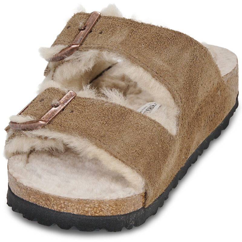 BIRKENSTOCK Arizona Shearling Suede / Shearling / Nero / Tea / Stretto Marrone Ciabatta Donna - 3