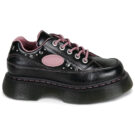 Dr. Martens BUZZ 5 EYE SHOE BLACK MILLED GLOSS Nero Derby Donna - 2