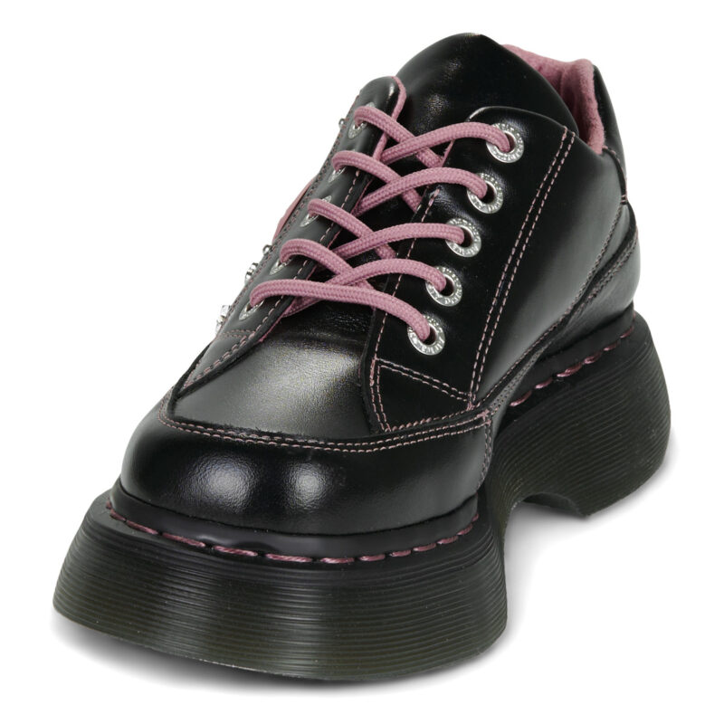Dr. Martens BUZZ 5 EYE SHOE BLACK MILLED GLOSS Nero Derby Donna - 3