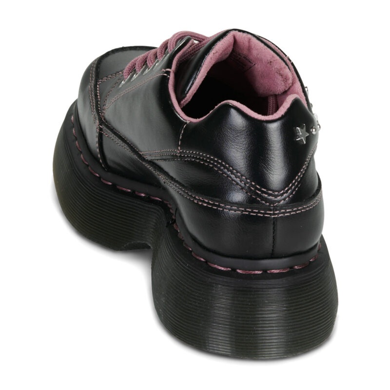 Dr. Martens BUZZ 5 EYE SHOE BLACK MILLED GLOSS Nero Derby Donna - 5