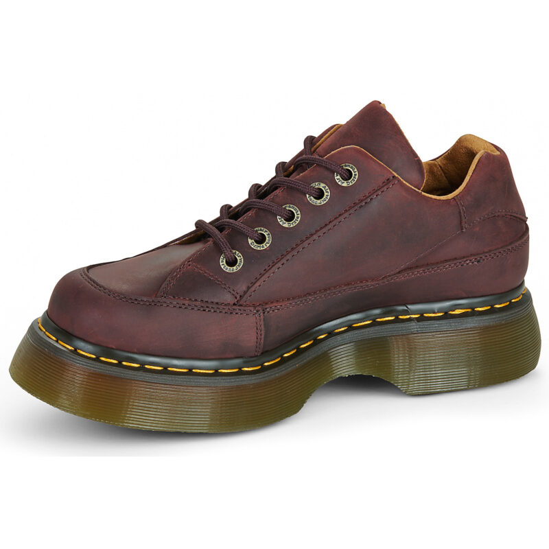 Dr. Martens BUZZ 5 EYE SHOE CHERRY RED CRAZY HORSE Bordeaux Derby Donna - 4