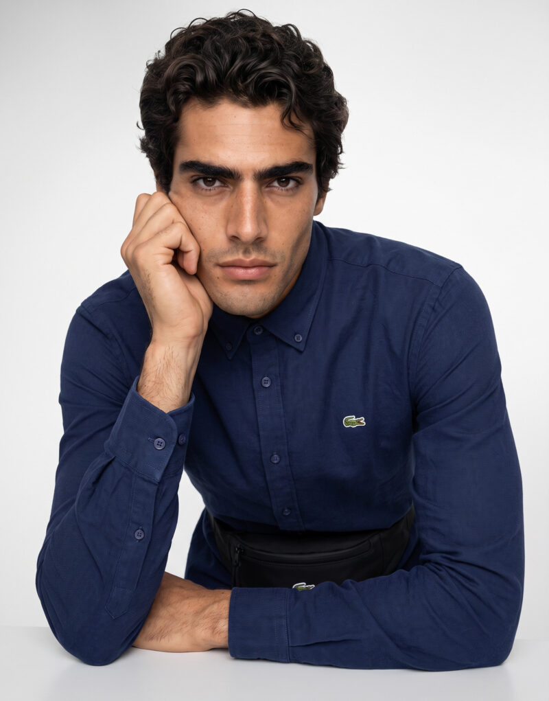 Lacoste Chemise en flanelle de coton regular fit Marine Camicia a maniche lunghe Uomo - 5