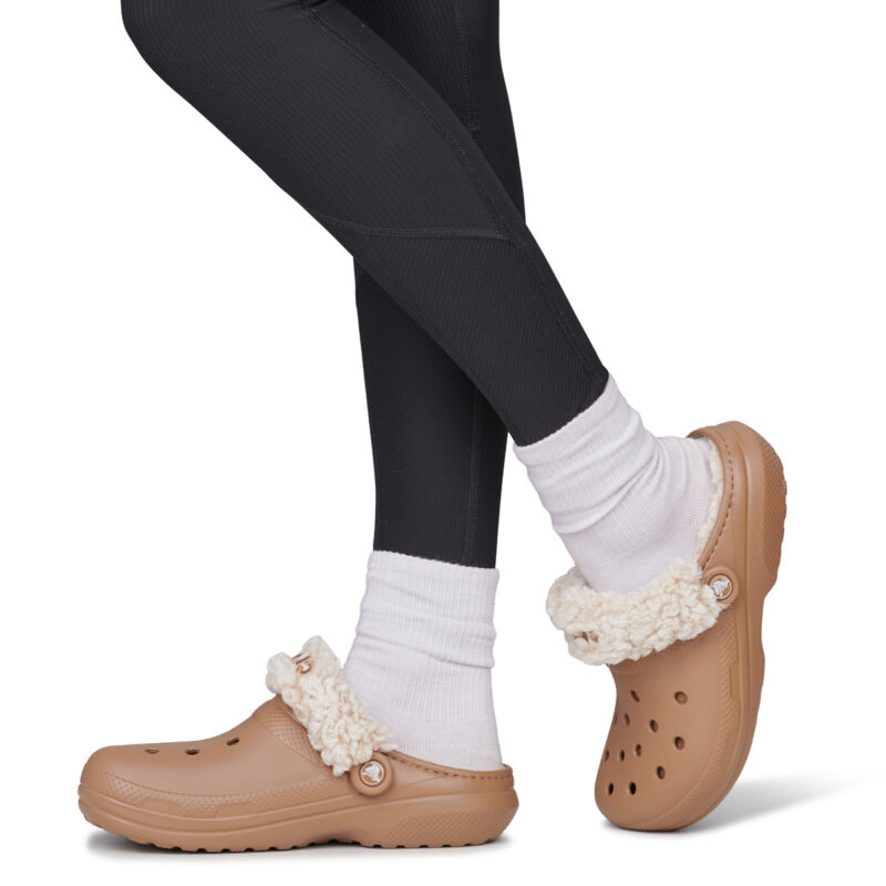 Crocs Classic Fleece Lined Clog Beige Zoccoli Donna - 8