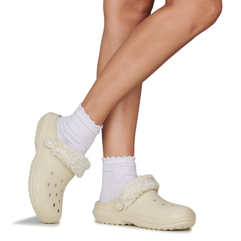 Crocs Classic Fleece Lined Clog Beige Zoccoli Donna - 8