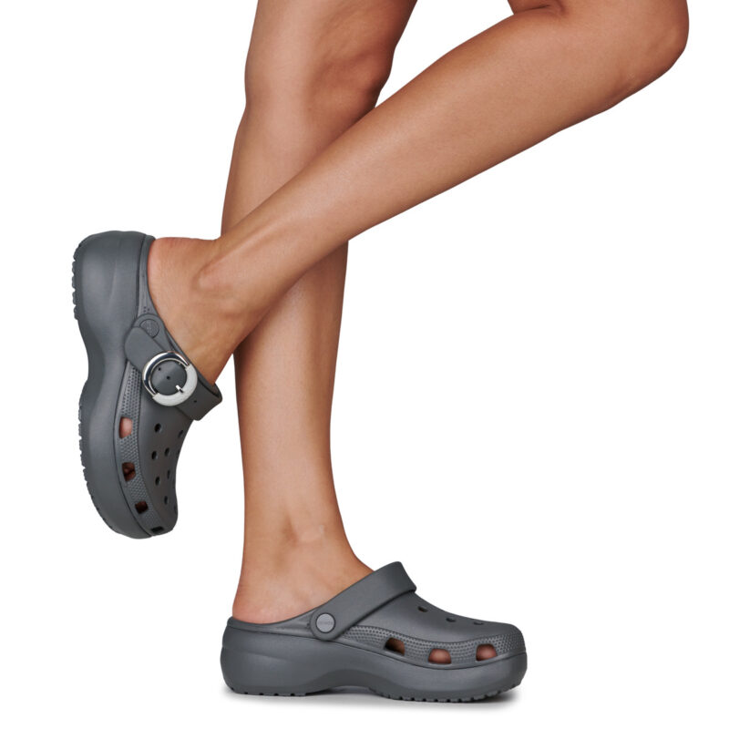 Crocs Classic Platform Dipped Buckle Clg Grigio Zoccoli Donna - 8