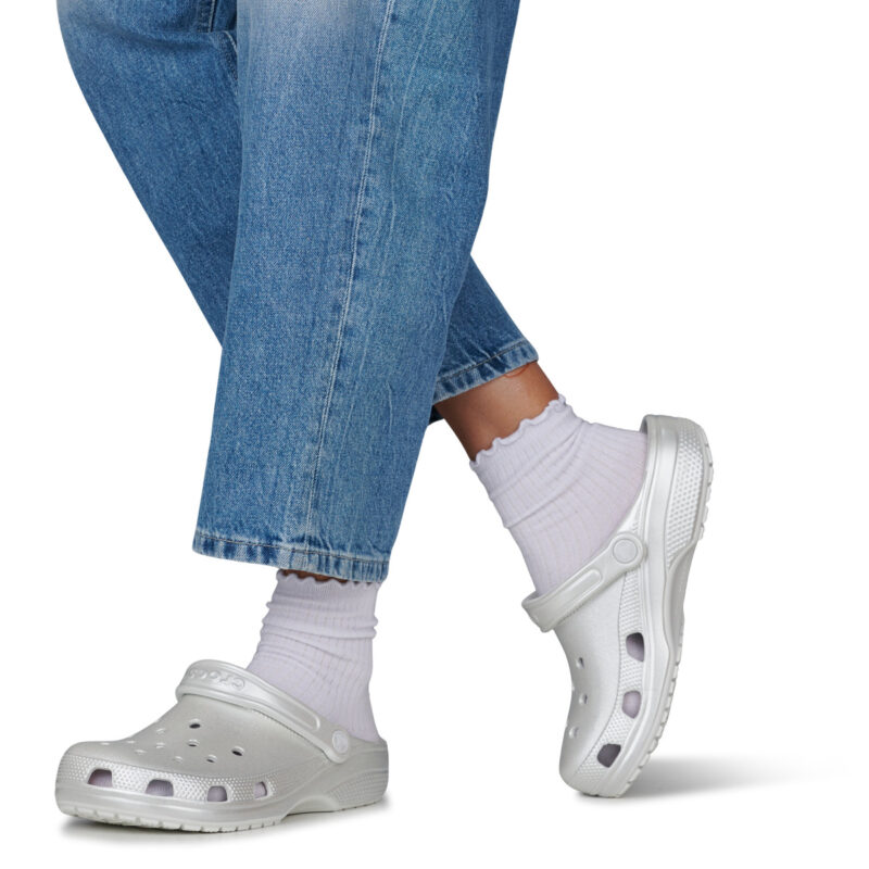 Crocs Classic Tinted Metallic Clog Argento Zoccoli Donna - 8