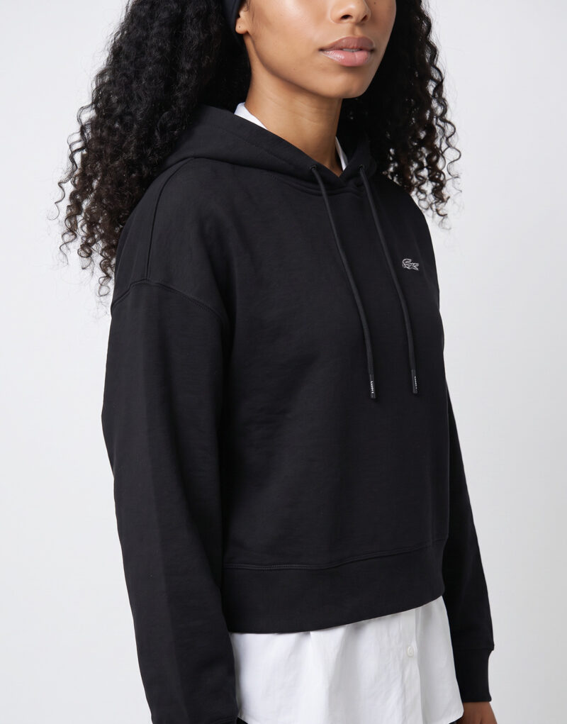 Lacoste Sweat à capuche en jersey double face oversize fit Nero Felpa con cappuccio Abbigliamento - 5