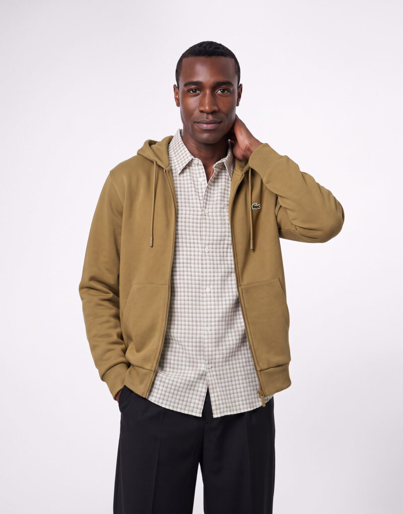 Lacoste Sweatshirt zippé à capuche en molleton Beige Felpa con cappuccio Abbigliamento - 2