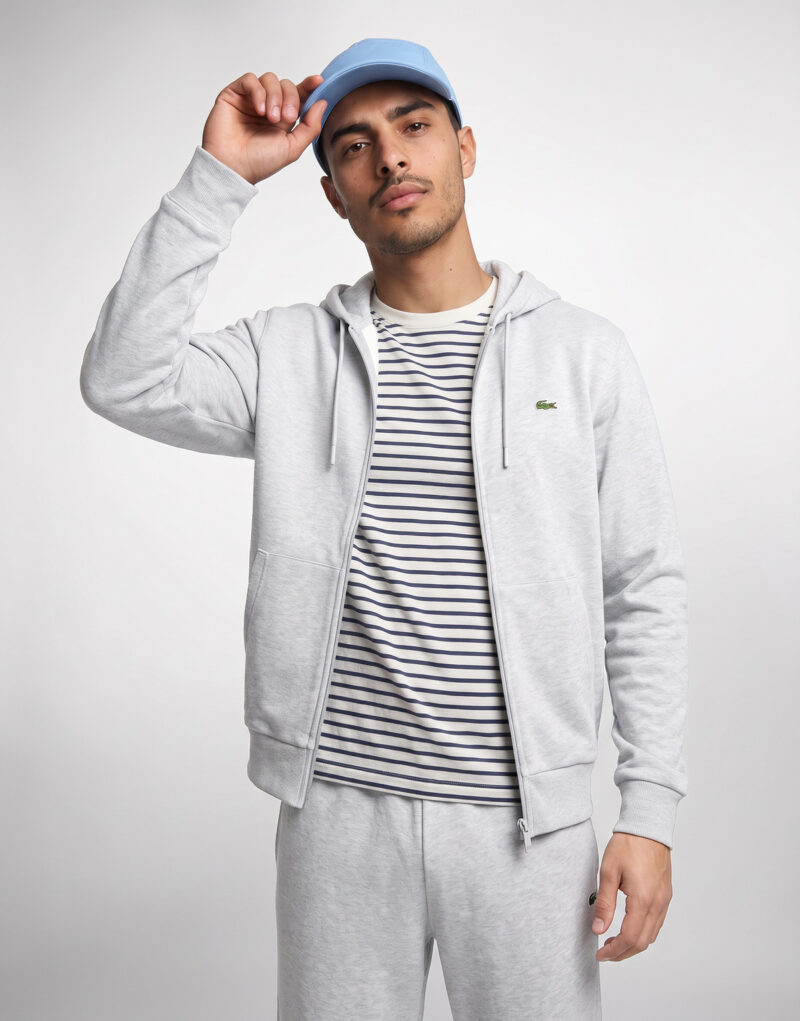 Lacoste Sweatshirt zippé à capuche en molleton Grigio Felpa con cappuccio Abbigliamento - 2