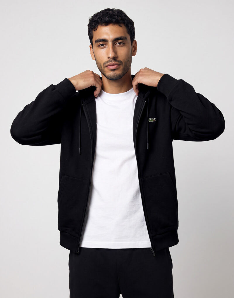 Lacoste Sweatshirt zippé à capuche en molleton Nero Felpa con cappuccio Abbigliamento - 2