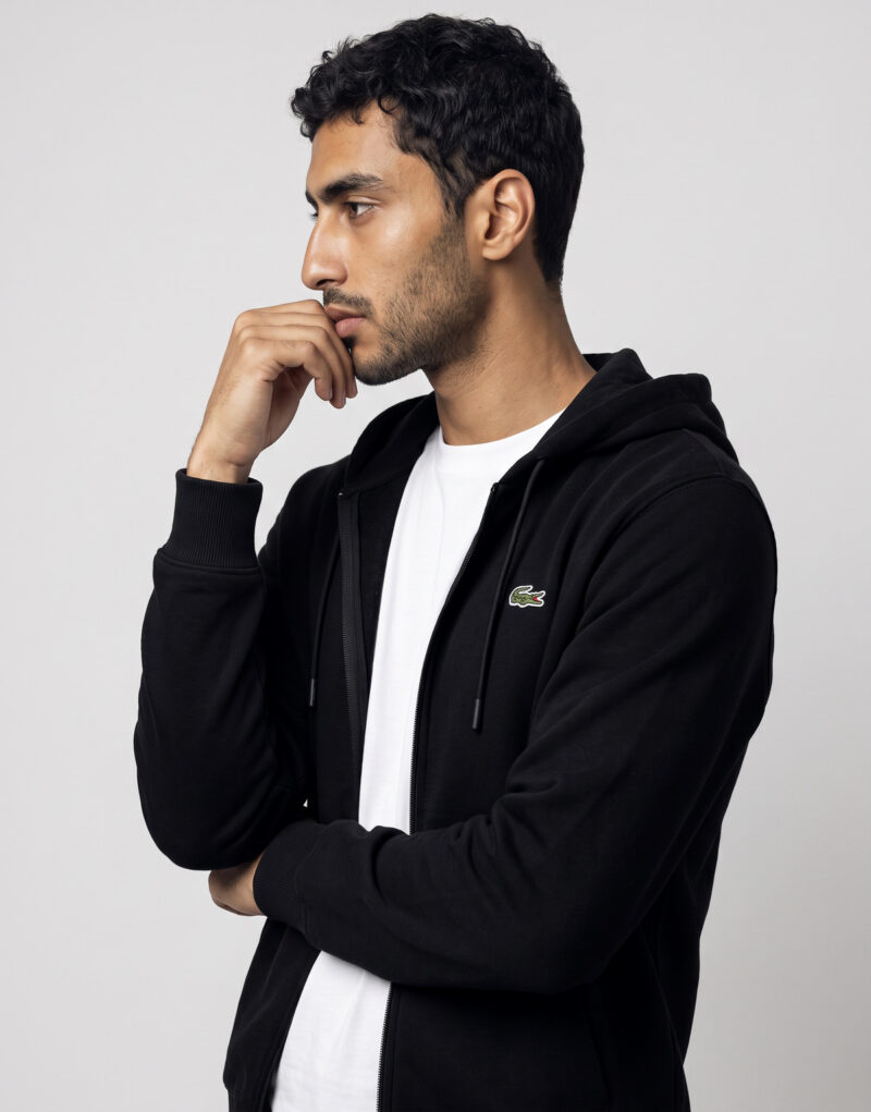 Lacoste Sweatshirt zippé à capuche en molleton Nero Felpa con cappuccio Abbigliamento - 5