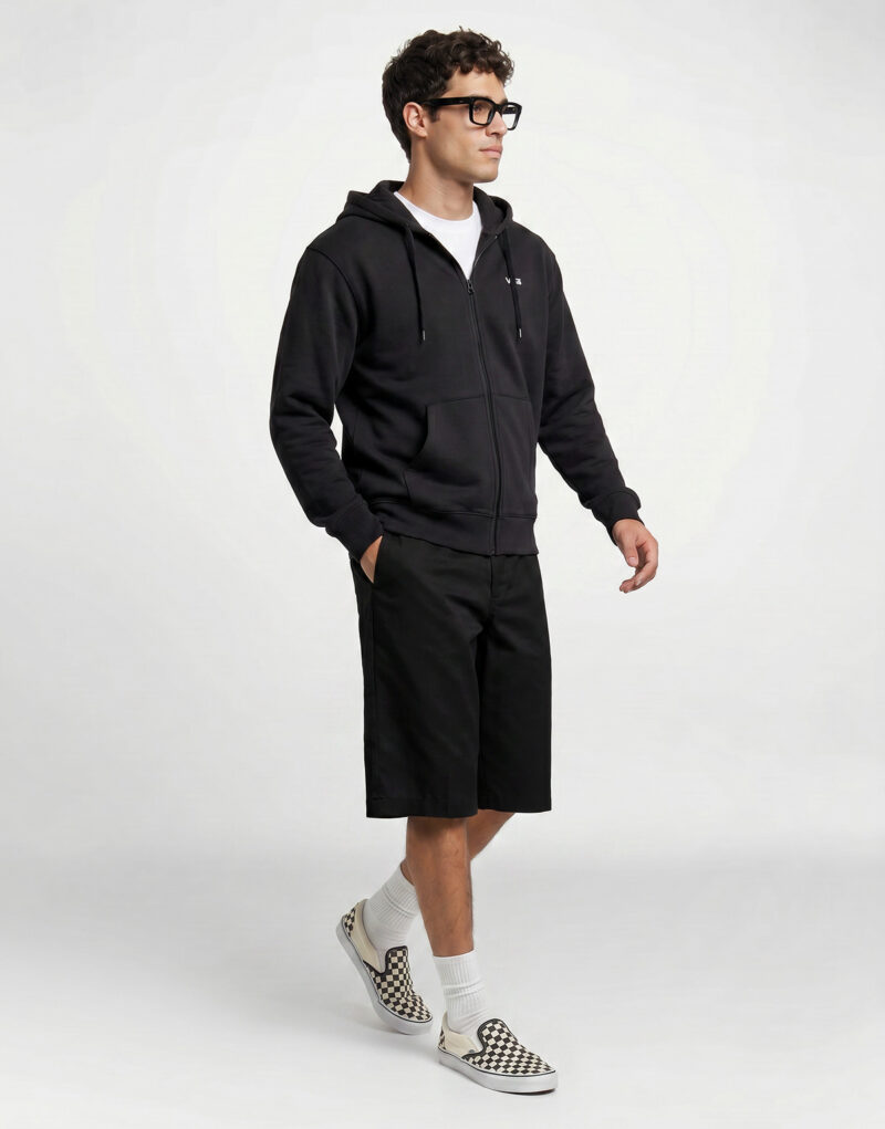 Vans LEFT CHEST FULL ZIP Nero Felpa con cappuccio Abbigliamento - 3