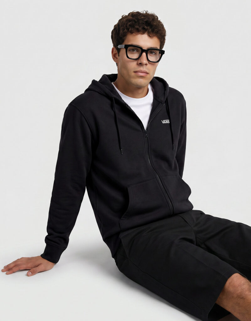 Vans LEFT CHEST FULL ZIP Nero Felpa con cappuccio Abbigliamento - 5