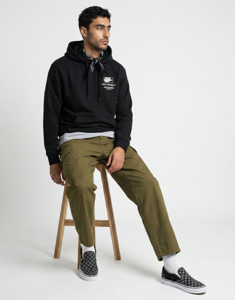Vans STACKED HI PULLOVER Nero Felpa con cappuccio Abbigliamento - 5