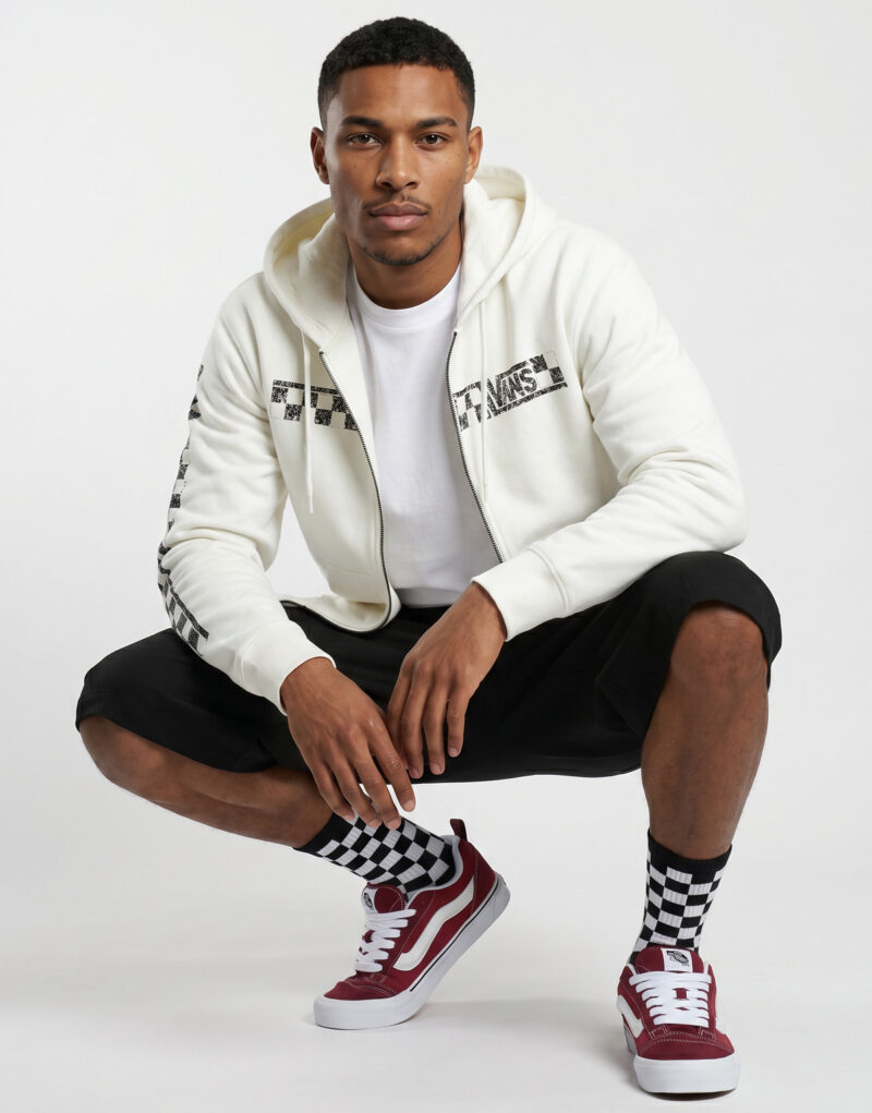 Vans VANS RACING FULL ZIP Bianco Felpa con cappuccio Abbigliamento - 5