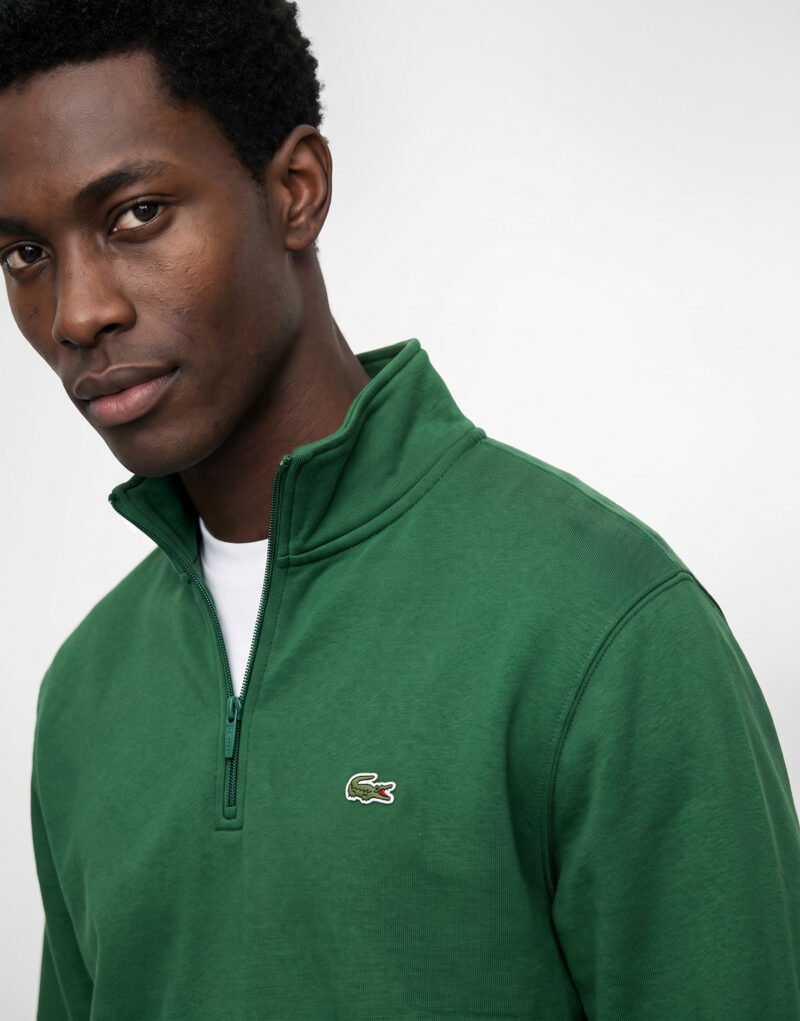 Lacoste Sweatshirt col zipp&eacute; en molleto Verde Felpa Abbigliamento - 5