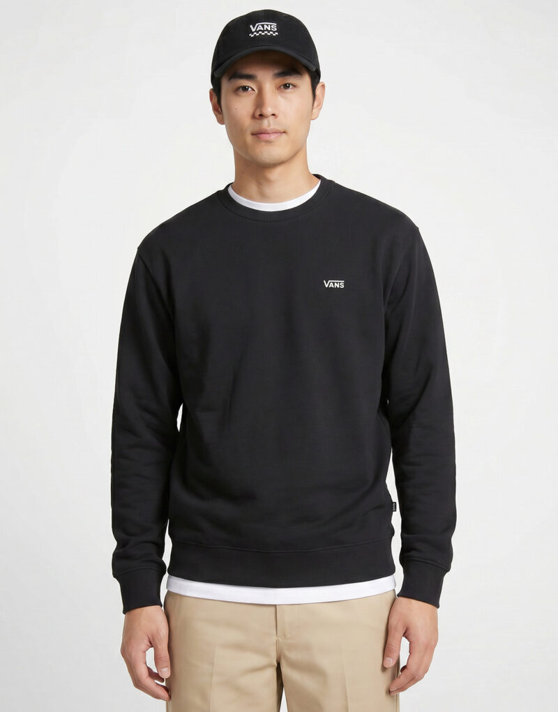 Vans LEFT CHEST CREW Nero Felpa Abbigliamento - 2