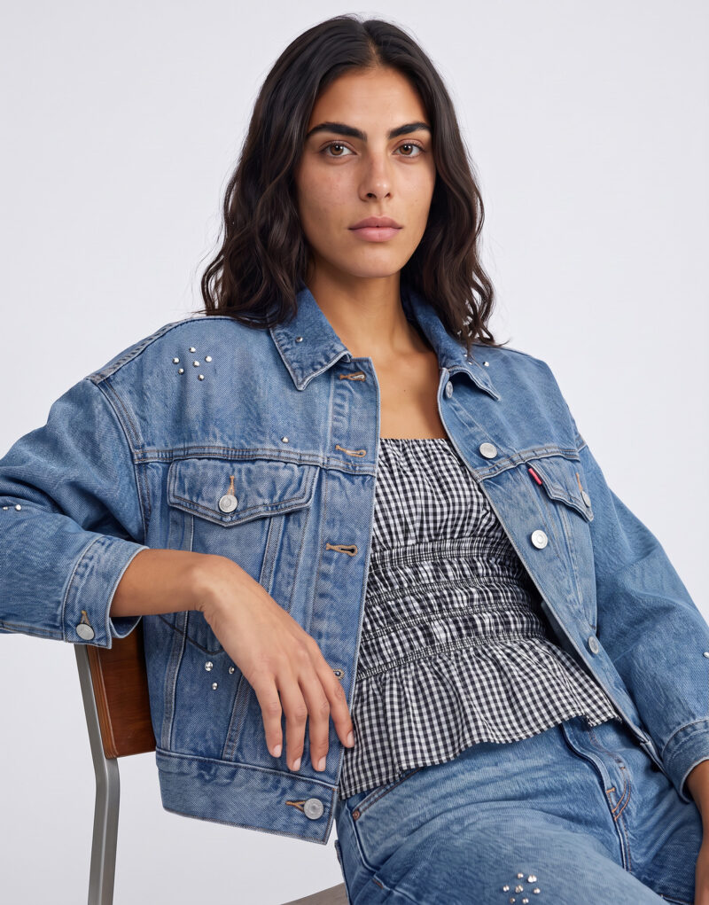 Levis LOOSE CROP TRUCKER Blu Giacca in jeans Donna - 5